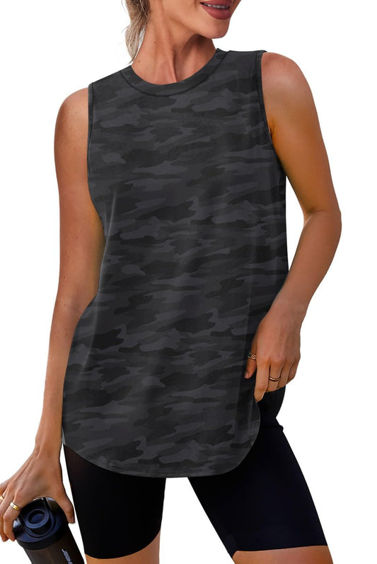 Women's Workout Tank Tops Racerback Athletic Yoga Tops Loose Fit Sleeveless Running Gym Sports Shirts for Women Black White S