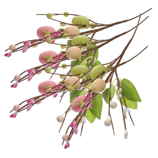 Garneck 4 Pack Artificial Easter Egg Floral Picks: 12.2in Easter Egg Stems with Leaves & Berries Colorful Flower Sprays for Spring Floral Wreath Arrangements Table Centerpieces Home Vase Decor