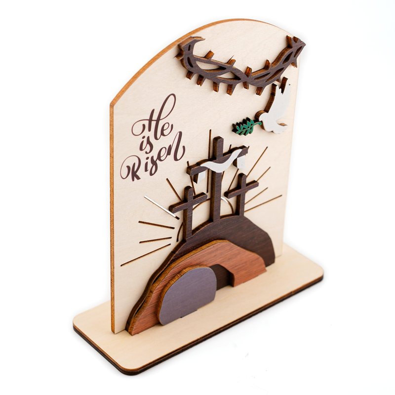 DuduCraft He is Risen Easter Resurrection Decor - Easter Decorations for Home - Empty Tomb Religious Resurrection Set Decoration for Table, Desk, Home