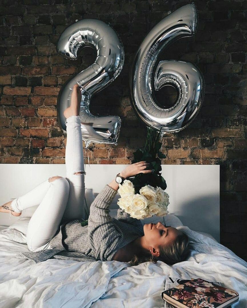 Skiennix 40-Inch Silver Balloon Number - Large Foil Decoration for Sweet 16 & Wedding Events