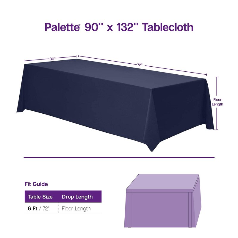 Gee Di Moda Rectangle Tablecloth - 90 x 132 Inch Chocolate Table Cloth for 6 Foot Tables with Floor-Length Drop - Heavy Duty Washable Fabric for Holiday Party, Dinner, Weddings & Baby Shower