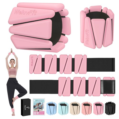 Adjustable Wearable Pilates Wrist & Ankle Weights For Women & Men | Arm & Leg Weights Silicone Wrist Bangles For Home Gym Workout, Travel, Yoga, Barre, Strength Training-Set Of 2 Weights (1lb Each)