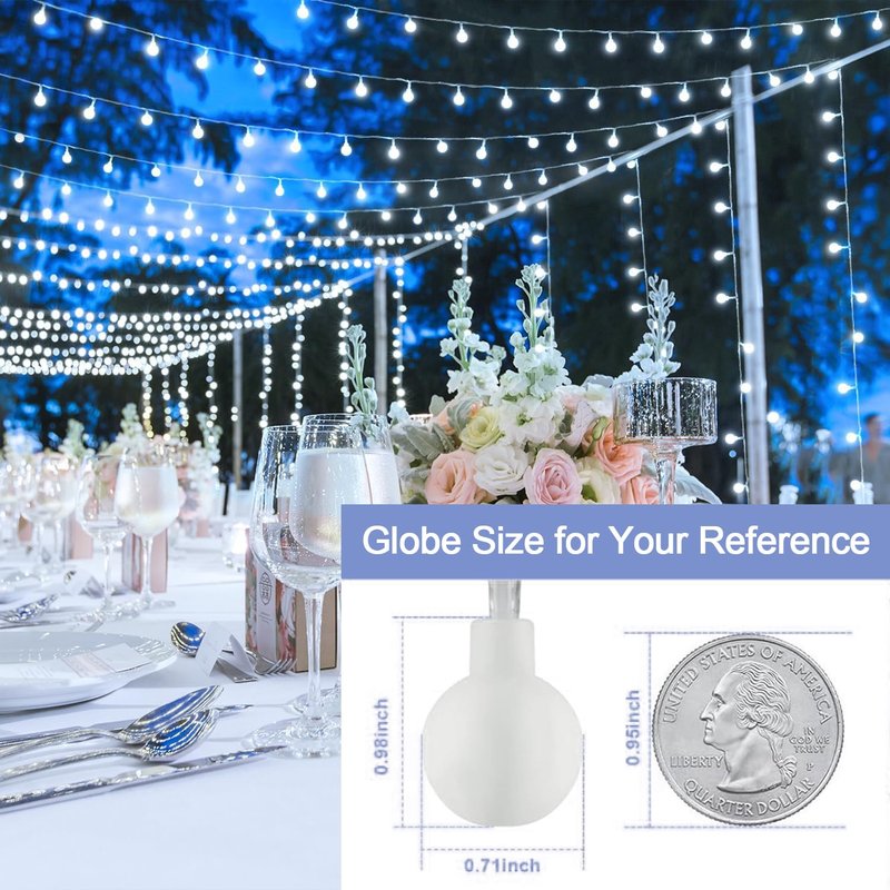 JMEXSUSS 100ft Globe String Lights Indoor Outdoor Waterproof, 200 LED White Christmas Fairy Lights Plug in with Remote, Connectable Hanging Lights for Bedroom Patio Holiday Tree Party Christmas Decor