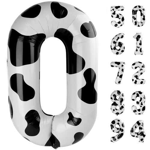 Cow Print Number 19 Balloon 40 inch, 19 Number Balloons, 19th Cow Farm Barnyard theme Birthday Decorations for Girls Boys Kids, 19 Year Old Party Supplies