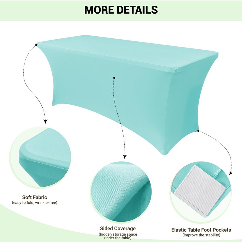 Obstal 5ft Stretch Spandex Table Cover for Standard Folding Tables - Universal Rectangular Fitted Tablecloth Protector for Wedding, Banquet and Party, Fresh Blue