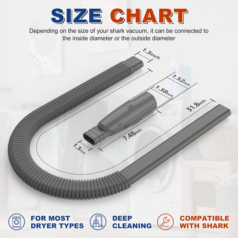 Sealegend Dryer Vent Cleaner Kit Compatible with Shark Vacuum,Dryer Lint Vacuum Hose Attachment for Series NV350, NV351, NV352, NV353,NV360,NV500, NV501 and Standard Vacuum Hose