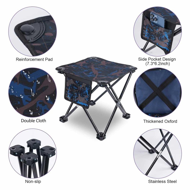 VOLIXOD Folding Portable Camping Stool for Adults, Lightweight Collapsible Stool for Outdoor Footrest Fishing Hiking Gardening and Beach with Carry Bag(400 LBS Capacity)
