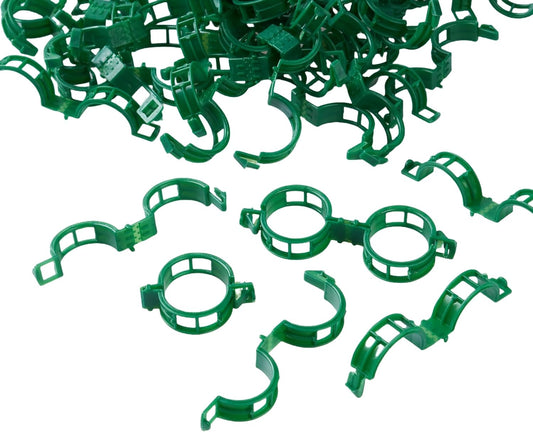 Skiennix Plant Support Clips - 100 Pcs Durable Plastic Clips for Securing Tomato Vines & Climbing Plants | Green