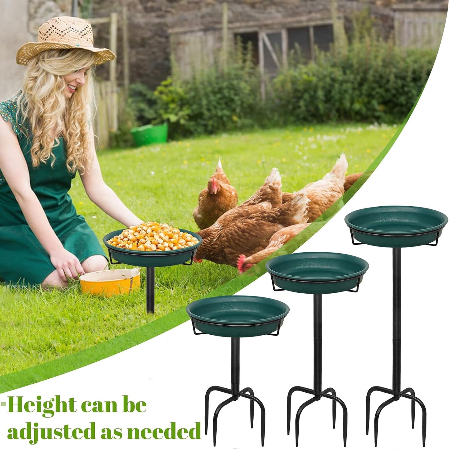 Regine Switzerland Freestanding Birdbath - Outdoor Garden Bird Feeder Bowl with Metal Stake | 35.5 Inch, Detachable Design