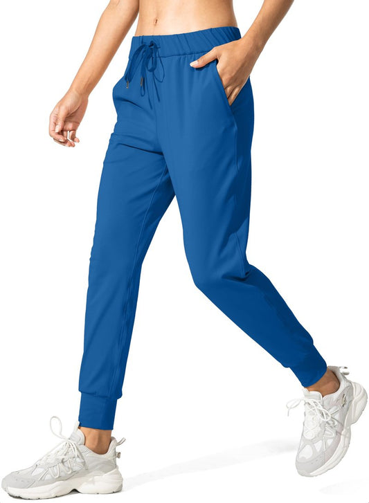 SANTINY Joggers for Women Lightweight Running Drawstring Sweatpants Workout Travel Yoga Athletic Womens Lounge Pants with Pockets(Blue_S)