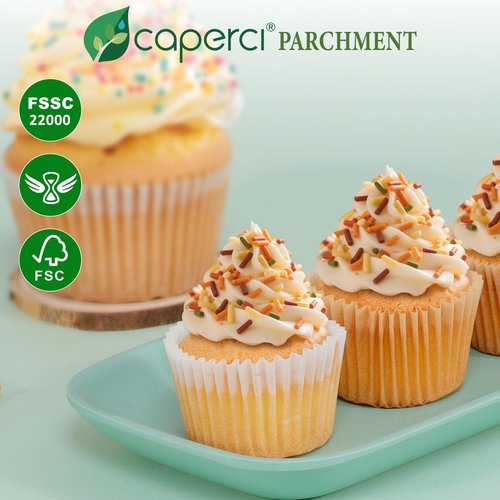 Caperci Parchment 400pcs Mini Cupcake Liners for Baking - White Paper Muffin Liners for Mini Muffin Pan, Balanced Non-Stick/Excellent Grease-proof, No Smell, Food Grade (White)