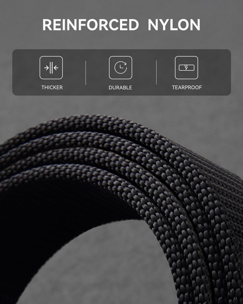 CHAOREN 1.5" Nylon Ratchet Belts for Men - Black Adjustable Casual Work Belt with Slide Buckle - Trim to Fit