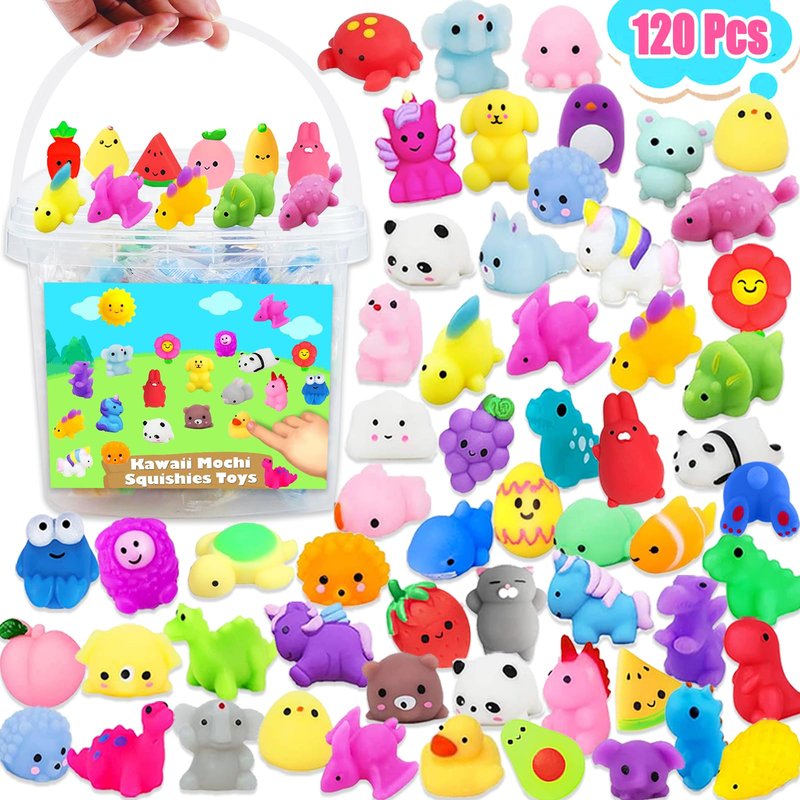 Squishies Toys Bulk 120PCS, Party Favors for Kids, Goodie Bag Stuffers, Classroom Prizes, Treasure Box Toys, Stress Relief Fidget Toys, Birthday Gifts for Boys Girls