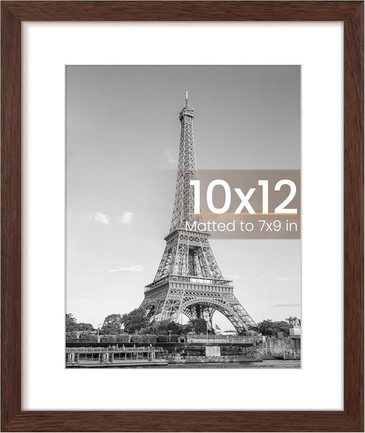 Upsimples 10x12 Picture Frame - Display 7x9 Photos with Mat or 10x12 Without | Brown, 1 Pack