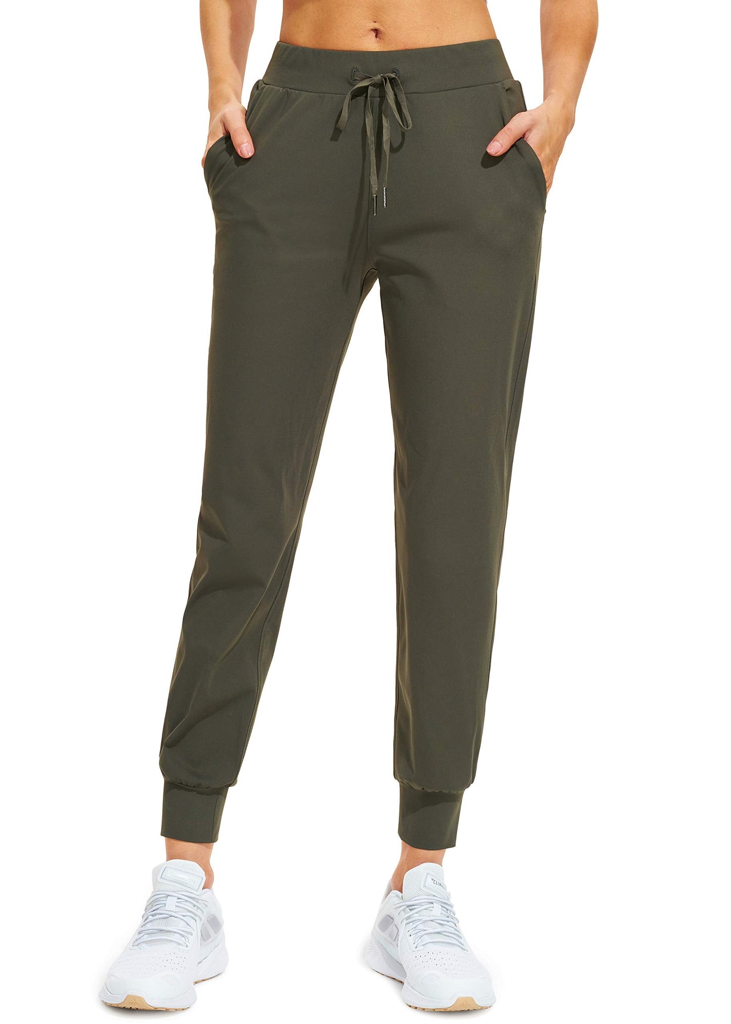 Libin Joggers for Women Tall/Regular/Petite Dance Sweatpants Athletic Workout Trousers Yoga Pants Tapered Casual Teacher Pants for Gym Golf Work Cloths, Olive Green L