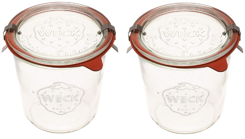 WECK Canning Jars 742 Mold Jars made of Transparent Glass - Eco-Friendly Canning Jar - Storage for Food, Yogurt with Air Tight Seal and Lid - 1/2 Liter Tall Jar Set - (2 Jars)