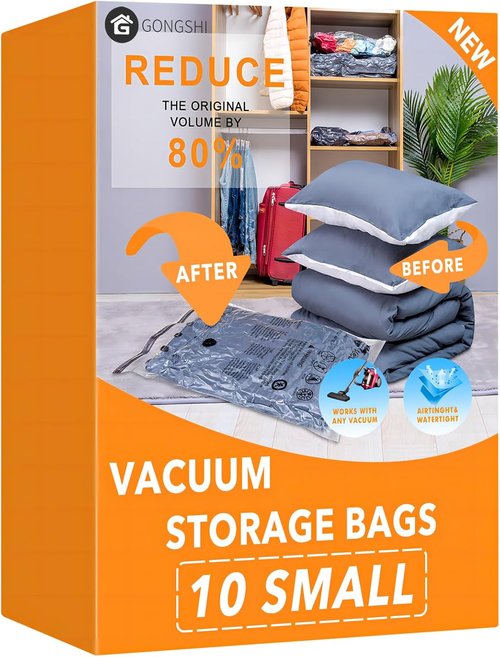 GONGSHI Vacuum Storage Bags - Space Saver Seal Bags for Clothing & Travel | 10 Small Size