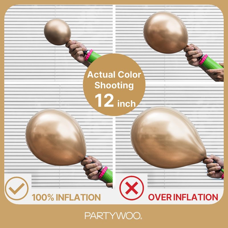 PartyWoo Metallic Gold Balloons 50pcs 12 Inch Chrome Gold Latex Helium Balloons for Wedding Christmas Birthday Graduation Baby Shower Retirement Bachelorette Tea Party Decorations Gold-G127