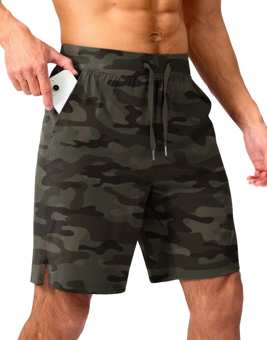 Men's Running Shorts with Zipper Pockets 9 Inch Lightweight Quick Dry Gym Sports Athletic Workout Basketball Shorts for Men (Green Sage, M)