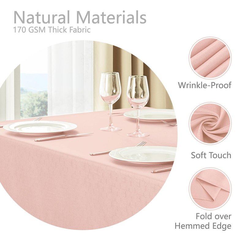 Veblandy Rectangle 4 Feet Tablecloth 52x70 inch Linen Textured Table Cloth Stain and Wrinkle Resistant Washable Polyester, Decorative Table Cover Waterproof for Dining, Buffet and Camping, Pink