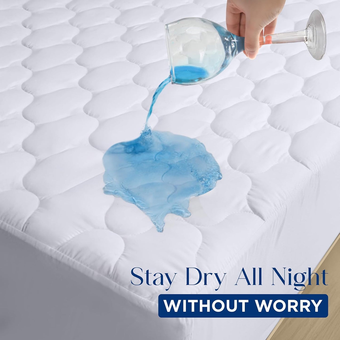 Utopia Bedding Waterproof Mattress Protector - Noiseless Quilted Fitted Cover for Queen Size (White)