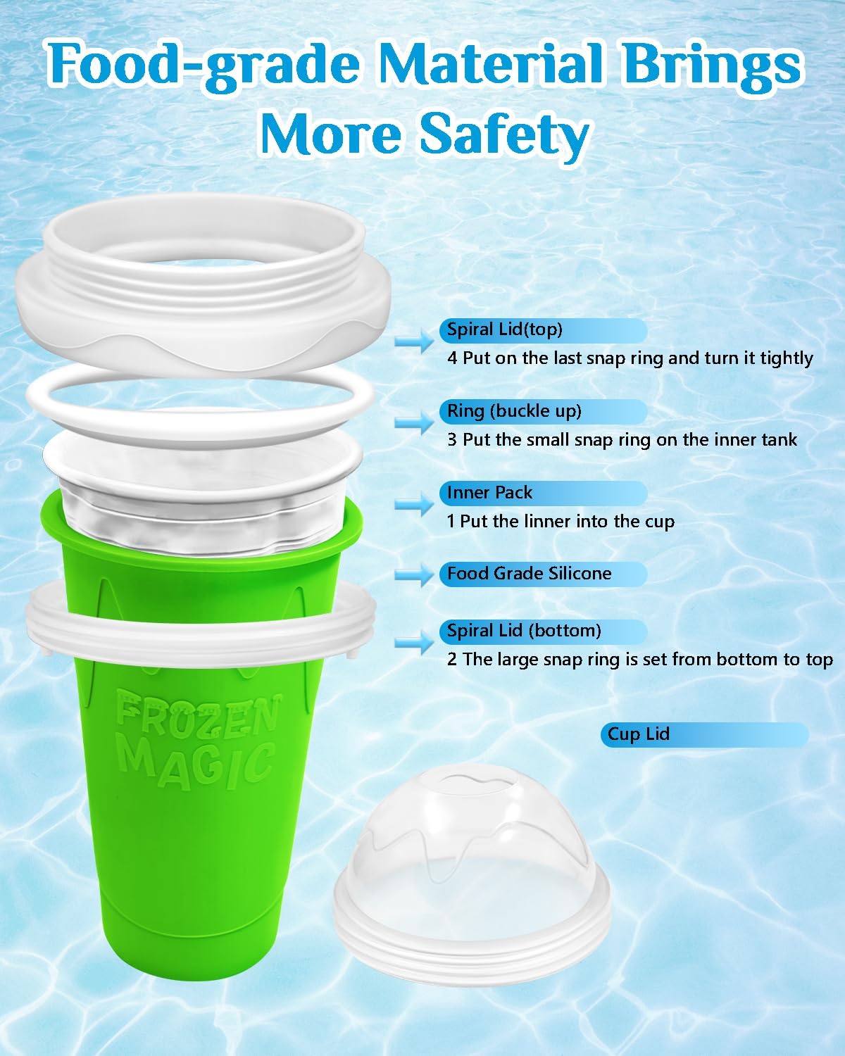 Skiennix Slushy Cup - DIY Magic Slushy Maker for Juices & Ice Cream | Portable Double-Layer Design (Green)