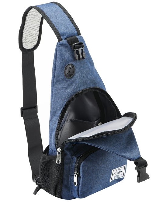 d'yallee 15.4" Sling Bag for Men Crossbody Shoulder Chest Bags Nylon for Travel Gym Sport Hiking with USB Charger Port