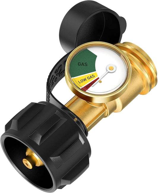 NUPICK Propane Tank Gauge - Level Indicator with QCC1 Connector for 5-40lb Tanks | Leak Detector for BBQ Grills