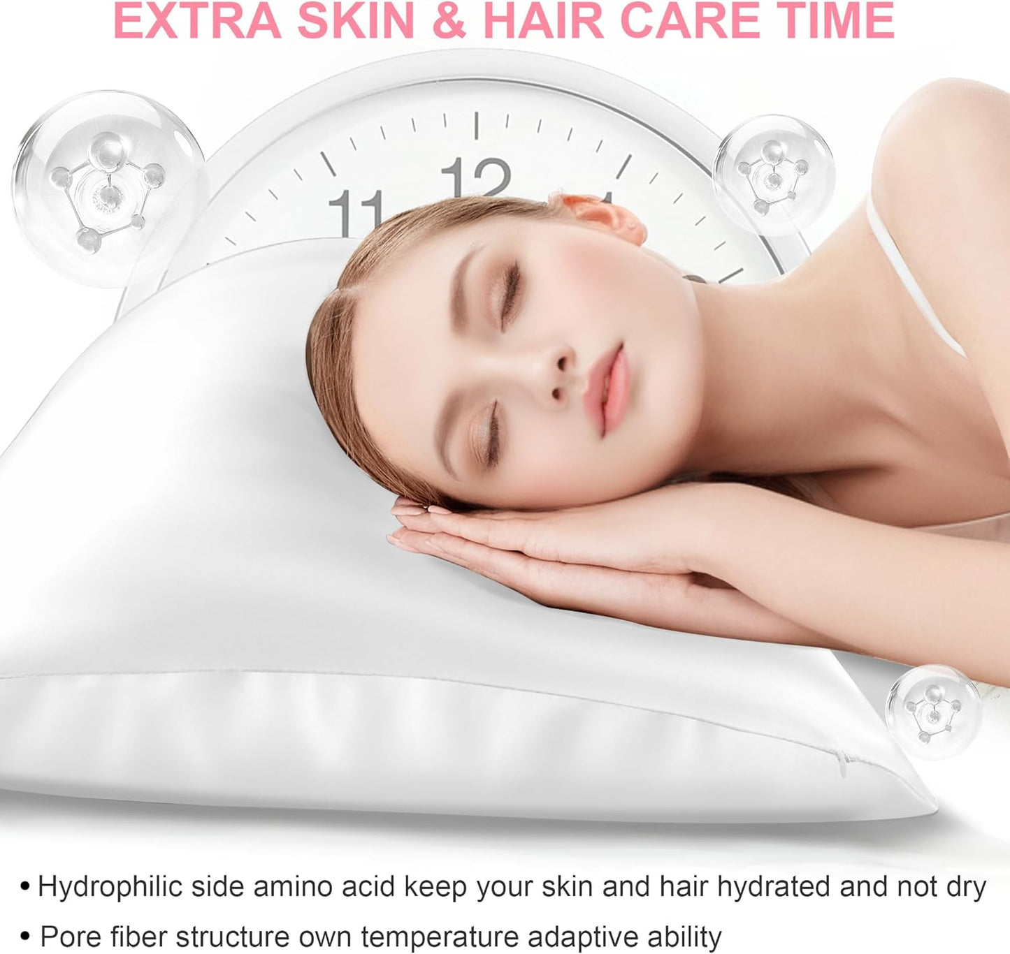 Skiennix Silk Pillowcases - 2 Pack Queen Size | Mulberry Silk for Hair & Skin, Soft Cooling Set - Pure White