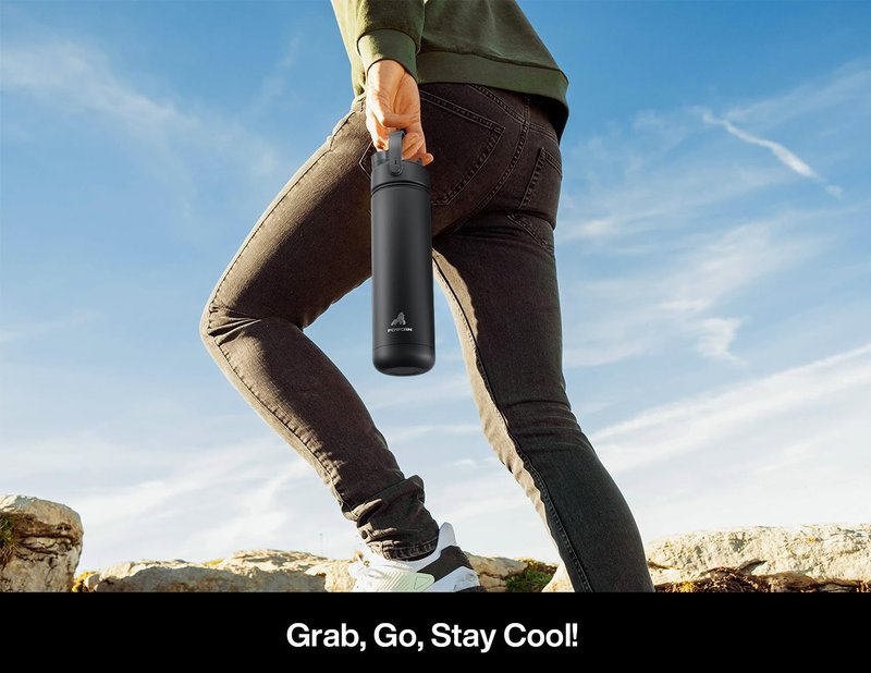 POWCAN 26 oz Insulated Water Bottle with 2-in-1 Straw and Spout Lid, Keep Cold 24H, Leak-Proof, Fits in Car Cup Holder, Stainless Steel Water Bottle for Gift, Gym, Travel and Home (Cerulean Porcelain)