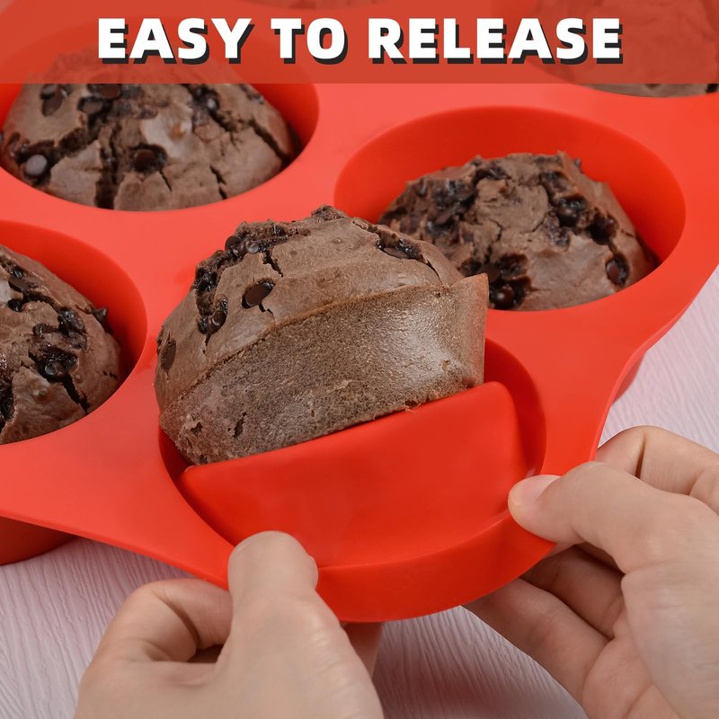Jumbo Muffin Pan, 3.5 Inch Large Muffin Pan 6 Cup Silicone Jumbo Cupcake Tin for Baking Food Grade Silicone Mold Non Stick