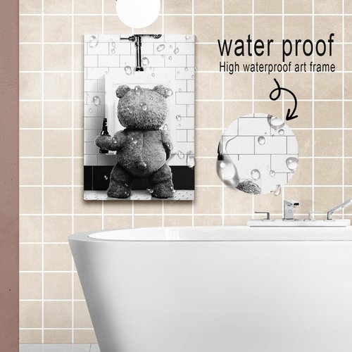 DIHSIEG Canvas Wall Art - Funny Bathroom Print Poster | Vintage Floral Design, 12x16 Inches