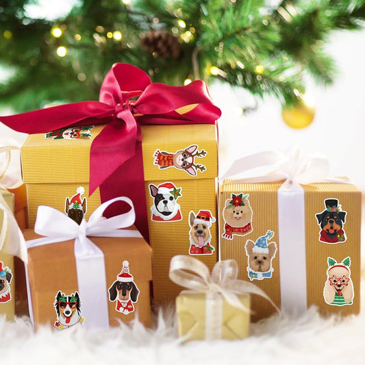 BkeeCten Christmas Dog Head Stickers - 1000 Pcs Xmas Winter Wonderland Dog Waterproof Vinyl Reusable Laptop Stickers Coloring Book Scrapbook Water Bottle Page Activity Pad Party Favors Kids Skateboard