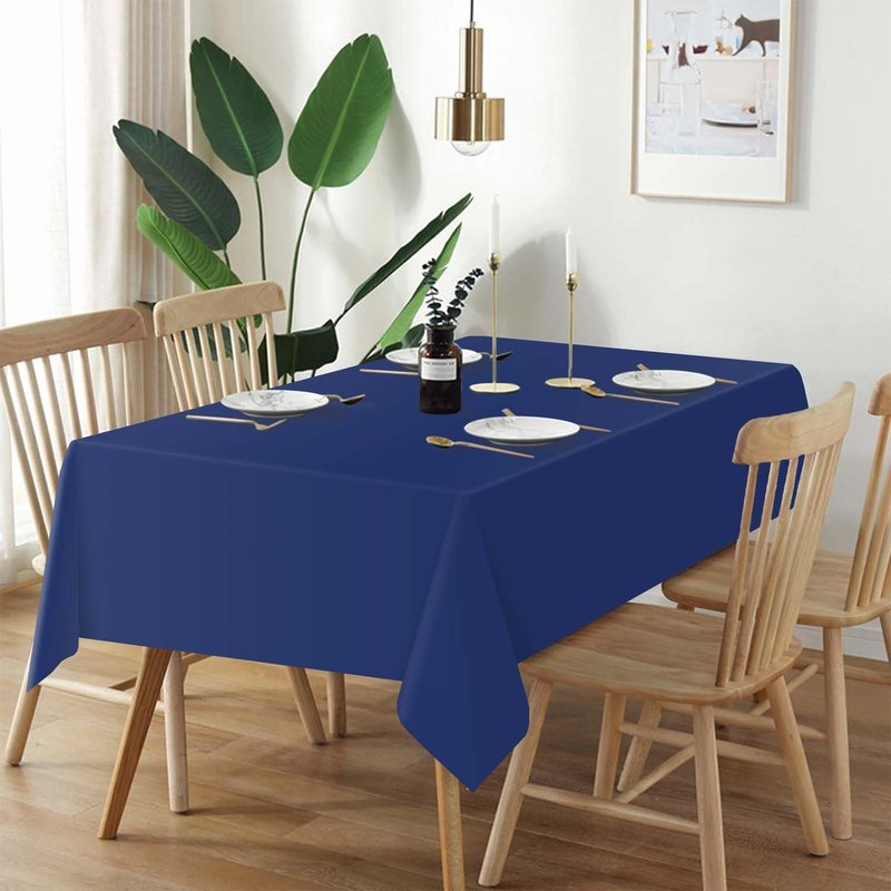 QIKSION Navy Blue Plastic Table Cloth Disposable 6 Pack, 54 x 108 Inch Tablecloths for Party, Graduation, Patriotic, Veterans Day Decorations, Dark Blue Rectangle Table Cover