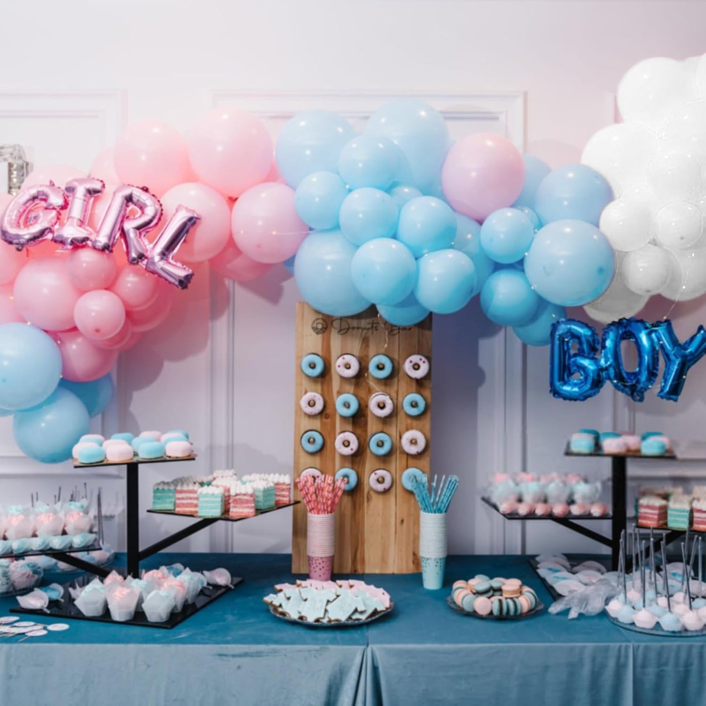 Pastel Pink & Blue Balloons - 100 Pack 12-Inch Latex Balloons with 65ft Ribbon for Parties
