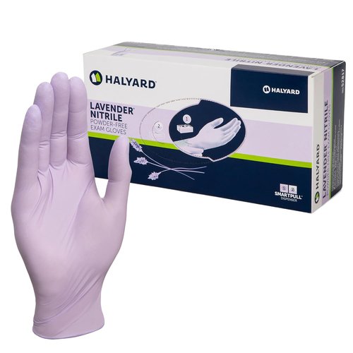 HALYARD Lavender Nitrile Exam Gloves - Powder-Free, Non-Sterile, Medium, 3.1 Mil, 9.5 Inches, Box of 250