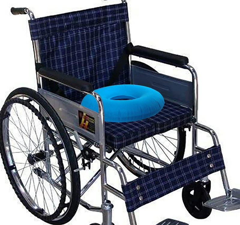 Shineyid 2 Pack Donut Pillow, Inflatable Donut Cushion for Tailbone Pain,Hemorrhoid Seat Cushion, Round Wheelchairs Seat Cushion for Home, Car or Office Chair (15" Dark Blue & Light Blue)