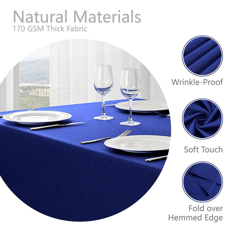 Veblandy 2 Pack Rectangle Tablecloth, 60x104 inch, Water Resistant Wrinkle Free Linen Textured Table Cloth Washable, Decorative Fabric Table Cover for Dining, Party and Camping, Royal Blue