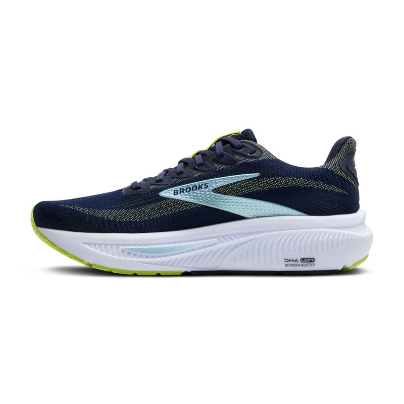 Brooks Men’s Ghost 17 Neutral Running Shoe - Peacoat/Lime/Blue - 7 Medium