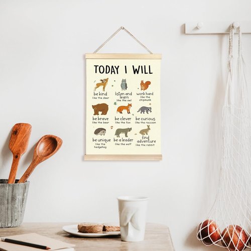 CGBHW Positive Affirmations Poster Hanger Frame - 12x16 Inspirational Wall Art for Kids' Rooms | Forest Animals Design
