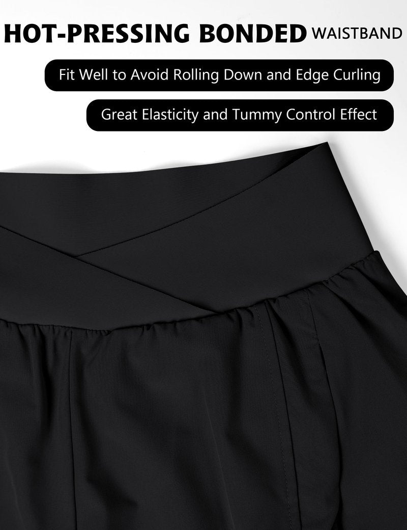 Blooming Jelly Women's Workout Shorts Athletic Running Elastic High Waisted Black Gym Yoga Shorts with Zipper Pockets (Black,Medium)