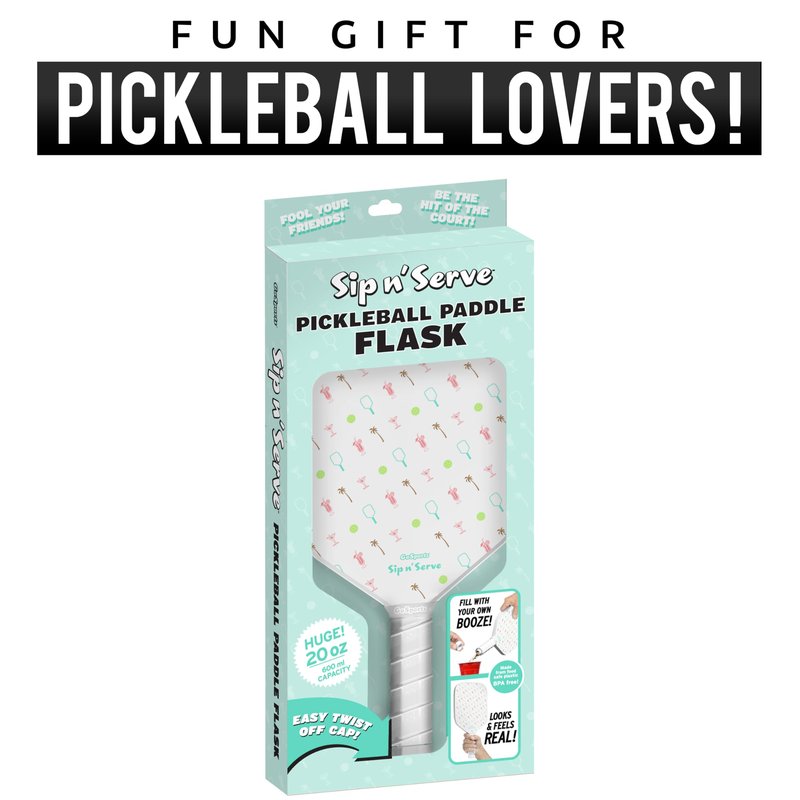 GoSports Sip N' Serve Pickleball Paddle Flask (20 oz) - Hidden Alcohol Travel Flask - Funny Liquor Gift – Includes Funnel & Spout