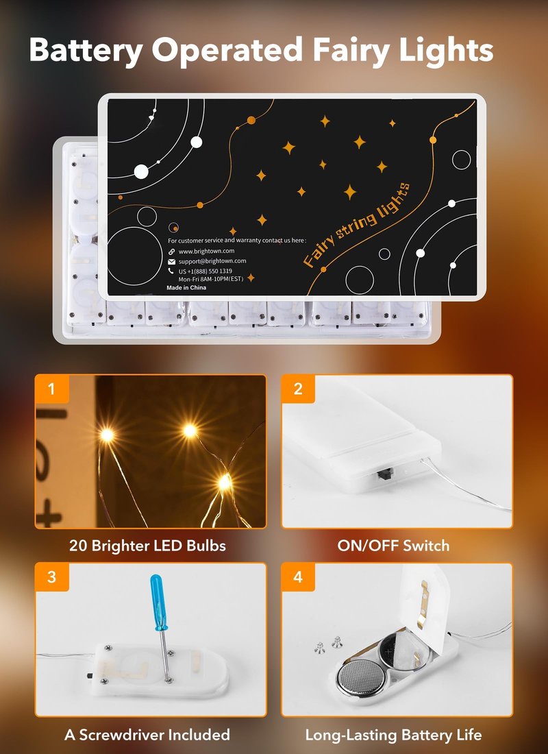 Brightown 24 Pack Fairy Lights Battery Operated String Lights - 7 ft 20 LED Mini String Lights Waterproof Silver Wire Firefly Lights for Vases Mason Jars DIY Crafts Plants Table Centerpieces Wedding