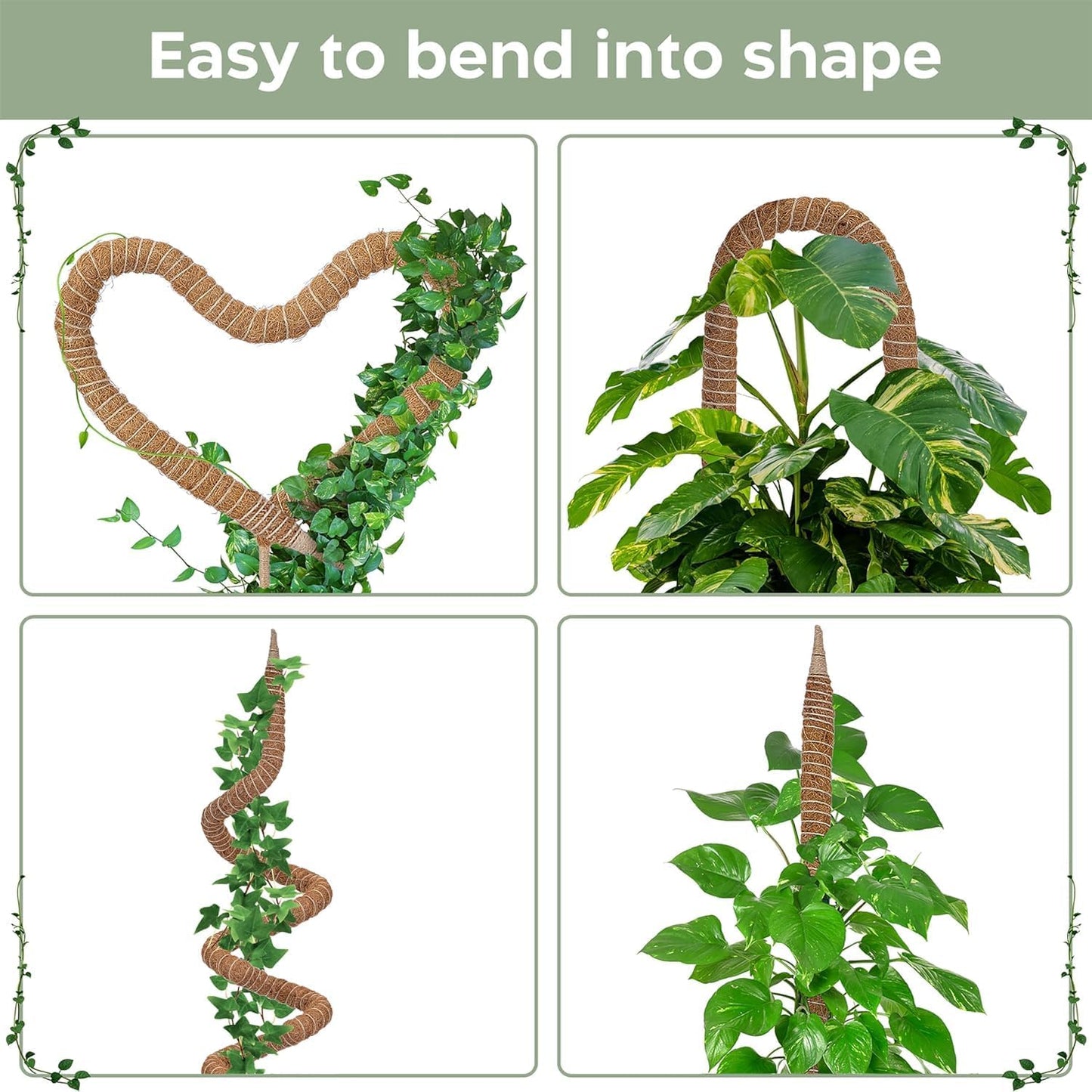 K-Brands 3 Pack Bendable Moss Pole | 48'' Monstera Plant Support for Indoor Climbing Plants