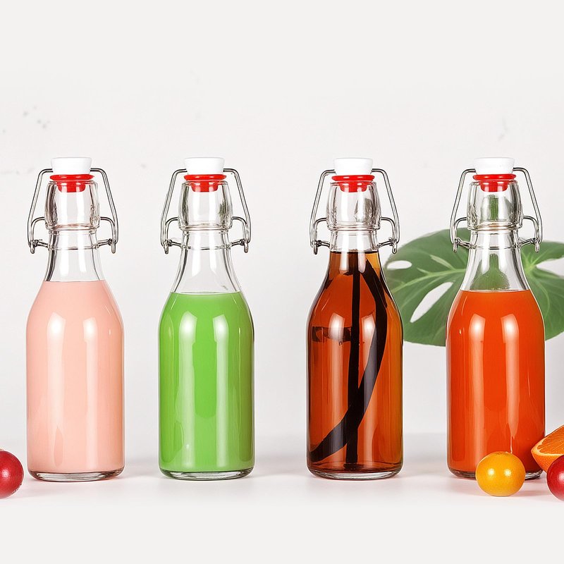 YEBODA 12 Pack Swing Top Glass Bottles 8oz Flip Top Glass Bottles for Home Brewing,2nd Fermentation,Kombucha,Kefir,Vanilla Extract,Juice,Tea,Beverages,Soda,Oil,Vinegar,Limoncello,Beer