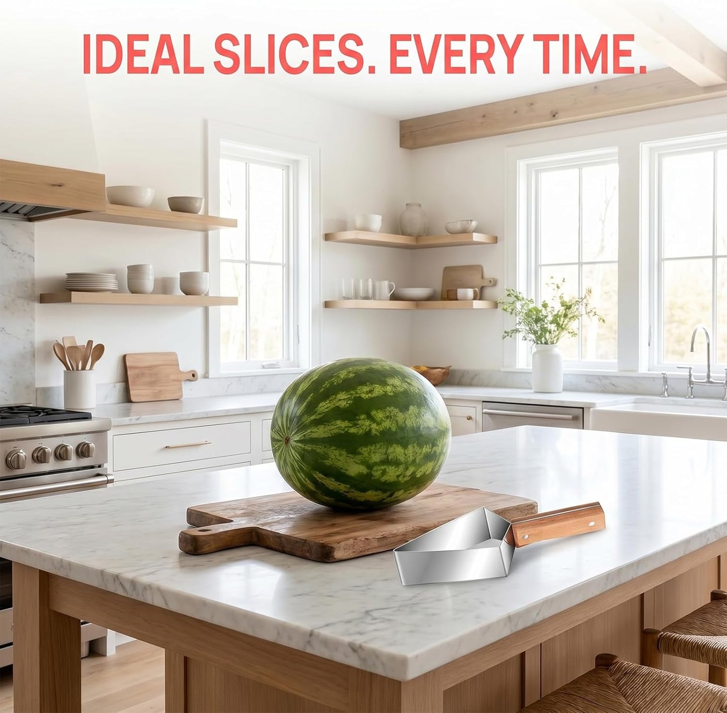 Skiennix Triangle Watermelon Cutter - Stainless Steel Quick Fruit Slicer for Home & Camping (1 Piece)