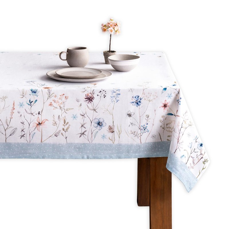 Maison d' Hermine Table Cloth Square Table 100% Cotton 54 x 54 Inches Fall Tablecloth Reusable Everyday Use for Thanksgiving Christmas Decorations Dining Farmhouse Party (Ice Florals)