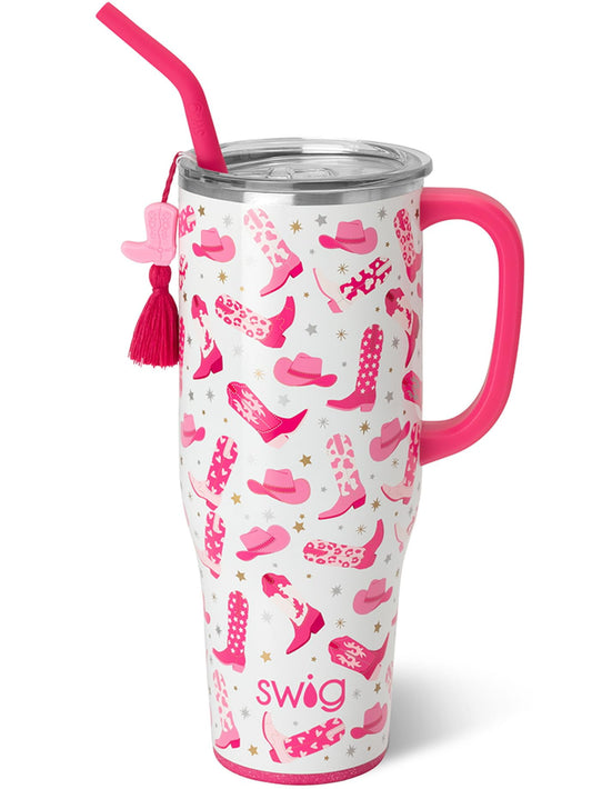 Swig Life 40oz Mega Mug, 40 oz Tumbler with Handle and Straw, Cup Holder Friendly, Dishwasher Safe, Large Stainless Steel Insulated Tumbler, Lightweight Cowgirl Cups, Cowgirl Gifts (Let's Go Girls)