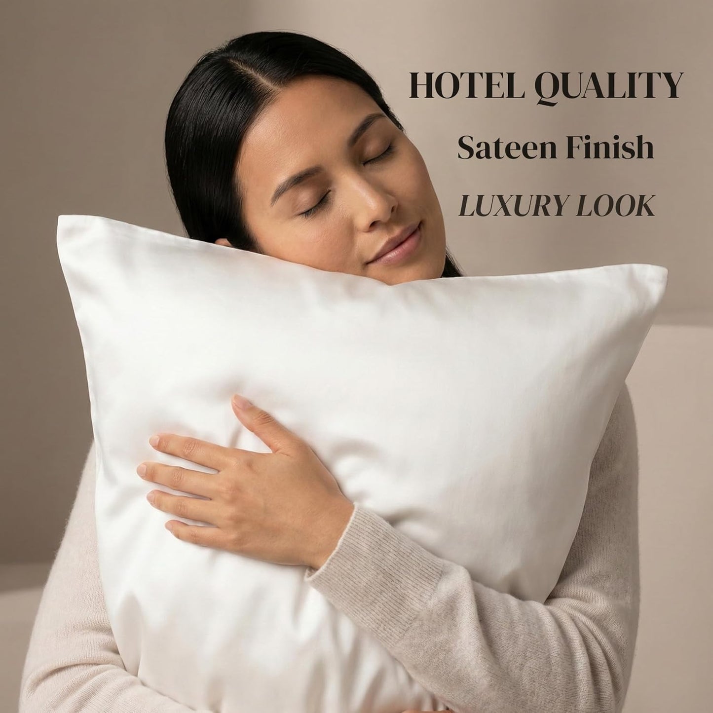 Beckham Hotel Collection Pillowcases - Queen Size Set of 2 | Silky Smooth 500TC Cotton Sateen, Cool Touch, White
