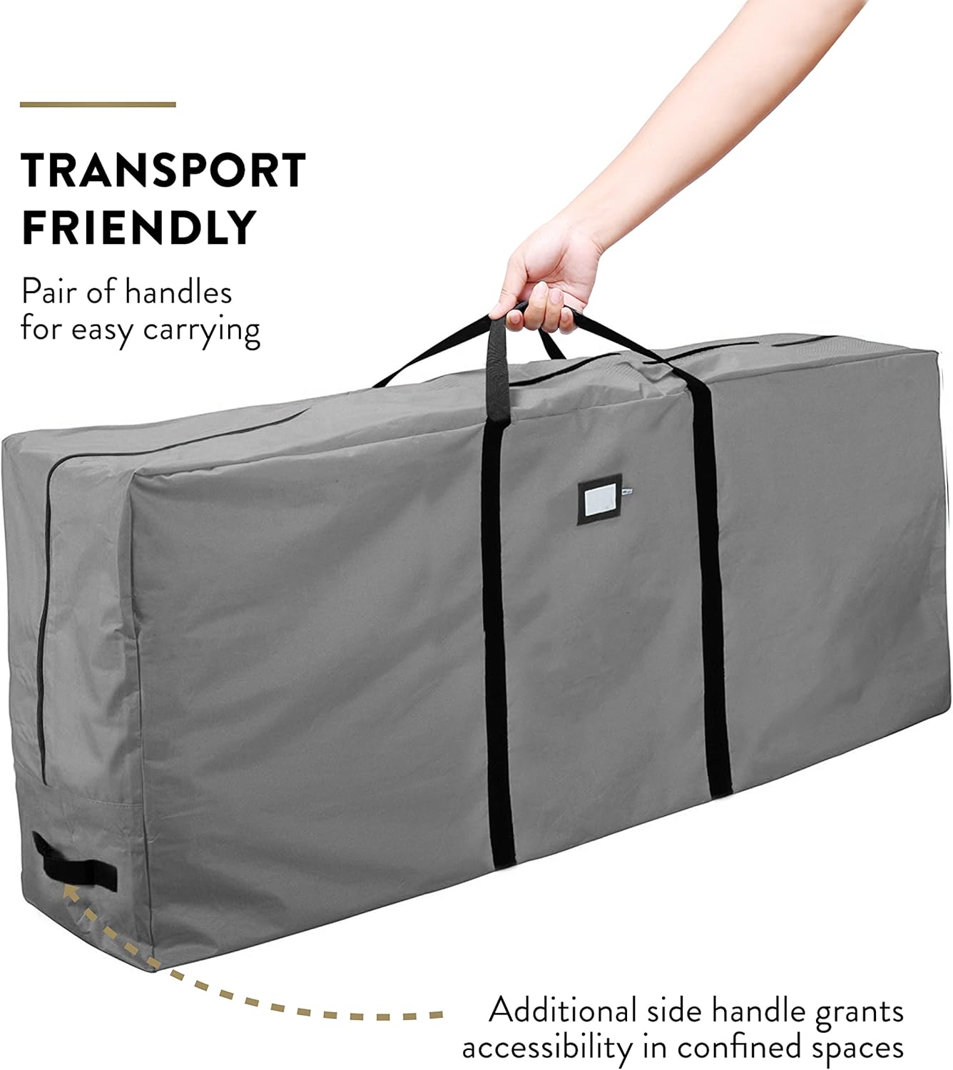 ZOBER Christmas Tree Storage Bag | 600D Oxford Fabric - Waterproof & Tear-Proof - Fits 7.5 Ft Trees - Gray